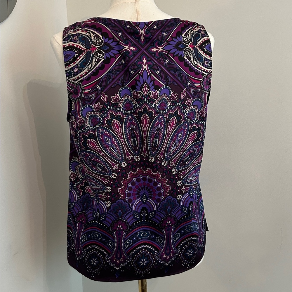 CHICO’S Sleeveless Blouse/Top Purple Scoop Neck Colorful -Size 1 - Picture 5 of 10